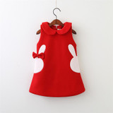 Baby Christmas Clothes cute bunny embroidery vest dress children dress winter toddler baby girls vestido 2-6Y Christmas Costume