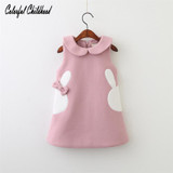 Baby Christmas Clothes cute bunny embroidery vest dress children dress winter toddler baby girls vestido 2-6Y Christmas Costume