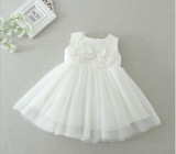 Baby Christening Gown White Tulle Infant Princess Baptism Dress Toddler Baby Girls Party Wedding Dresses Size 3-24Month