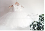 Baby Christening Gown White Tulle Infant Princess Baptism Dress Toddler Baby Girls Party Wedding Dresses Size 3-24Month