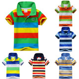 Baby Children Boys Striped T-shirts Kids Tops Sports Tee Polo Shirts Clothing
