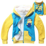 Baby Boys Winter Coral Velvet Minions School Jacket Children Boys Warm Sweater Minions Kids Fleece Coat Baby Cartoon Clothing