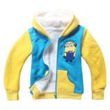 Baby Boys Winter Coral Velvet Minions School Jacket Children Boys Warm Sweater Minions Kids Fleece Coat Baby Cartoon Clothing