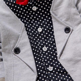 Baby boys spring two fake clothing sets Baby button letter bow Clothing Set Baby Girls jacket +pant 2-piece Suit Set