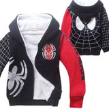 Baby Boys Spiderman Fleece Hoodies/Kids Winter Warm Cartoon Outerwear Clothing/Children Spider-man Thicken Sweatshirts Coat