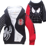 Baby Boys Spiderman Fleece Hoodies/Kids Winter Warm Cartoon Outerwear Clothing/Children Spider-man Thicken Sweatshirts Coat