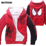 Baby Boys Spiderman Fleece Hoodies/Kids Winter Warm Cartoon Outerwear Clothing/Children Spider-man Thicken Sweatshirts Coat