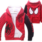 Baby Boys Spiderman Fleece Hoodies/Kids Winter Warm Cartoon Outerwear Clothing/Children Spider-man Thicken Sweatshirts Coat