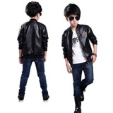 baby boys Leather jacket Kids clothes boys PU Jacket Children sping fashion embroidery Leather Outwear Baby boys Coats 7~15 T