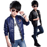 baby boys Leather jacket Kids clothes boys PU Jacket Children sping fashion embroidery Leather Outwear Baby boys Coats 7~15 T