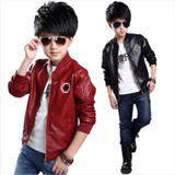 baby boys Leather jacket Kids clothes boys PU Jacket Children sping fashion embroidery Leather Outwear Baby boys Coats 7~15 T