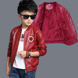 Baby Boys Leather Jacket Kids Coats Children Winter Jackets Plus Velvet Boys Casual Black Windproof Children Fleece Outerwear
