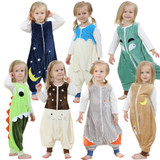 Baby Boys Girls Sleepwear Robes Autumn Children Sleeveless Rompers Flannel Animal Jumpsuits Pajamas One Piece Blanket Sleepers