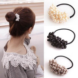 Nesest Headband Women Fashion Shiny Rhinestone Crystal Pearl Hair Band Rope Elastic hair Holder for Hair Accessories Diademas#5