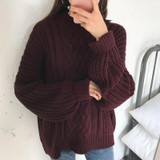 Neploe Women Sweater 2018 Autumn Winter New Twist Turtleneck Pullovers Loose Batwing Sleeve Solid Pullovers Sweaters 33654