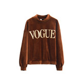 Neploe VOGUE Sweatshirt Pleuche Hoodies Women Letter Print Causal Tops Loose Half Turtleneck Pullover Autumn Sweatshirts 34160