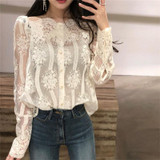 Neploe Retro Fashion Lace Patchwork Women Blouse 2018 Korean Square Collar Perspective Sexy Shirts Spring Elegant Blusas 67040