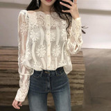 Neploe Lace Blouses Sexy Womens Blouse Ladies Off Shoulder Tops Korean Casual Blouse 2018 Long Sleeve Black White Shirts 34801