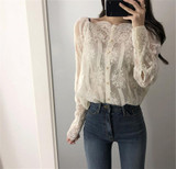 Neploe Lace Blouses Sexy Womens Blouse Ladies Off Shoulder Tops Korean Casual Blouse 2018 Long Sleeve Black White Shirts 34801