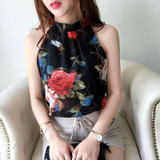 Neploe Chiffon Blouse Sleeveless Halter Shirt Stripe/Flower/Dot/Solid Tops 2018 Summer Woman Fashion Elegant Blusas 34714