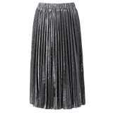 Neophil 2017 Green Gold Sequined Pleated High Waist Women Fashion Bling Bling Ladies Party Club Midi Skirts Tutu Faldas S08021