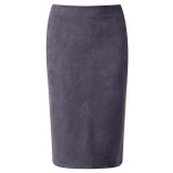 Neophil 2016 Winter Gray Army Green Women Suede Midi Pencil Skirts Causal High Waist Stretch Sexy Slim Ladies Office Saia S1009