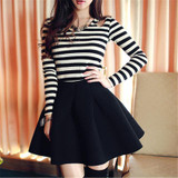 Neophil 2016 Winter Black Red High Waist Plus Size Pleated Space Cotton Ball Gown Short Mini Skirts Girls School Work Wear S0907