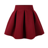 Neophil 2016 Winter Black Red High Waist Plus Size Pleated Space Cotton Ball Gown Short Mini Skirts Girls School Work Wear S0907