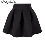 Neophil 2016 Winter Black Red High Waist Plus Size Pleated Space Cotton Ball Gown Short Mini Skirts Girls School Work Wear S0907