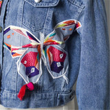 Neophil 2017 Fall Winter High Waist Women Ripped Short Denim Jackets Ladies Tassel Patches Butterfly Embroidery Jean Coat C08029