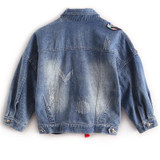 Neophil 2017 Fall Winter High Waist Women Ripped Short Denim Jackets Ladies Tassel Patches Butterfly Embroidery Jean Coat C08029
