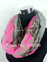 Neon Color Leopard Print Infinity Scarf Snood Women's Party Event Accessories Gift for Her, Free Shipping