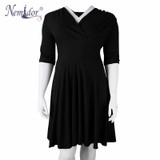 Nemidor Women 1950s Half Sleeve V-neck Retro Plus Size 8XL 9XL A-line Dress Elegant Stretchy Cocktail Knee Length Swing Dress