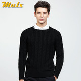 Muls wool mens pullover sweaters thick O neck pattern high quality sweater men autumn winter black gray male jersey MS8926