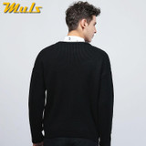 Muls mens pullover sweaters thick O neck letter design brand clothing sweater men autumn winter black white male jersey MS8926