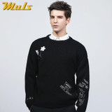 Muls mens pullover sweaters thick O neck letter design brand clothing sweater men autumn winter black white male jersey MS8926