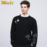 Muls mens pullover sweaters thick O neck letter design brand clothing sweater men autumn winter black white male jersey MS8926