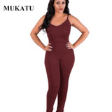 MUKATU 2016 Summer Rompers Women Sexy Bodysuit Casual Fashion V-Neck Sleeveless One Piece Jumpsuit Rompers Women Slim Leggings