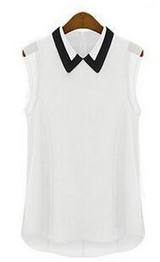 mujer Manga corta Blusa de gasa moda sin mangas del remiendo de Tulle de la Blusa Blusa Feminina Manga Curta