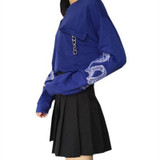 Mujer 2018 New Personality Korean Style Harajuku Sweatshirts Dragon Embroidery Long Sleeve Sweatshirt Hoodie Women Hoodies