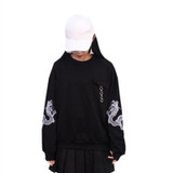 Mujer 2018 New Personality Korean Style Harajuku Sweatshirts Dragon Embroidery Long Sleeve Sweatshirt Hoodie Women Hoodies
