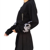 Mujer 2018 New Personality Korean Style Harajuku Sweatshirts Dragon Embroidery Long Sleeve Sweatshirt Hoodie Women Hoodies