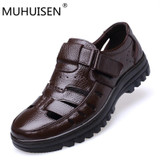 MUHUISEN size 38-44 men summer style shoes Classic style Retro Gladiator Cool men sandals Fretwork Breathable Fisherman Shoes