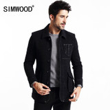 SIMWOOD New Winter length Coats Men Fashion Mix Wool blends Jaket Warm Brand Clothing DY1519