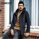 SIMWOOD Men Winter Jackets Wool Men Longer Section Woolen Coats Men Jackets Outerwear Warm Single Woolen Brand Clothing DY017004
