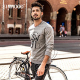 SIMWOOD Hoodies Men 2017 Autumn New Slim Fit Fashion Embroidery Letter Sweatshirts 100% Pure Cotton Pullover Plus Size WT017007