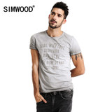 SIMWOOD Brand 2017 New Spring Summer Casual  T Shirts Men Shorts Sleeve  100% Pure Cotton Vintage Tees letter Clothing TD1132