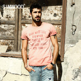 SIMWOOD Brand 2017 New Spring Summer Casual  T Shirts Men Shorts Sleeve  100% Pure Cotton Vintage Tees letter Clothing TD1132