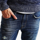 SIMWOOD Brand 2017 New Autumn Winter  Robin jeans  men  fashion denim pants slim fit hole  clothing high quality  SJ6067