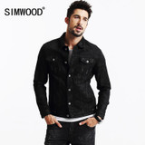 SIMWOOD 2017 New Autumn Winter Black Denim Jacket Jeans Outerwear Fashion Slim fit NJ6522